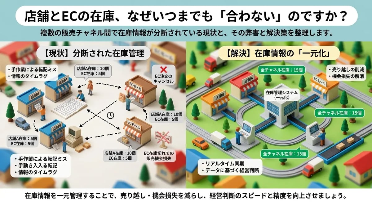 店舗とECの在庫、なぜいつまでも「合わない」のですか？