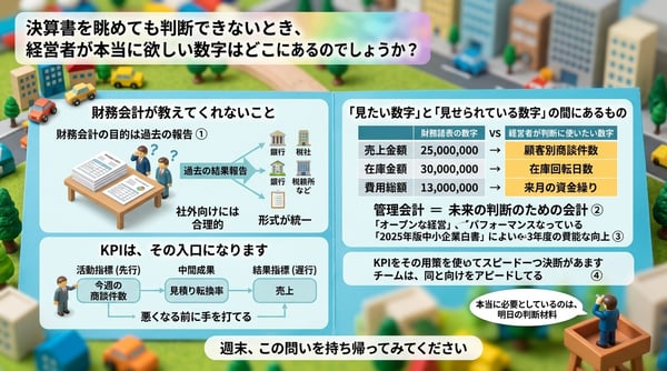 決算書を眺めても判断できないとき、経営者が本当に欲しい数字はどこにあるのでしょうか？
