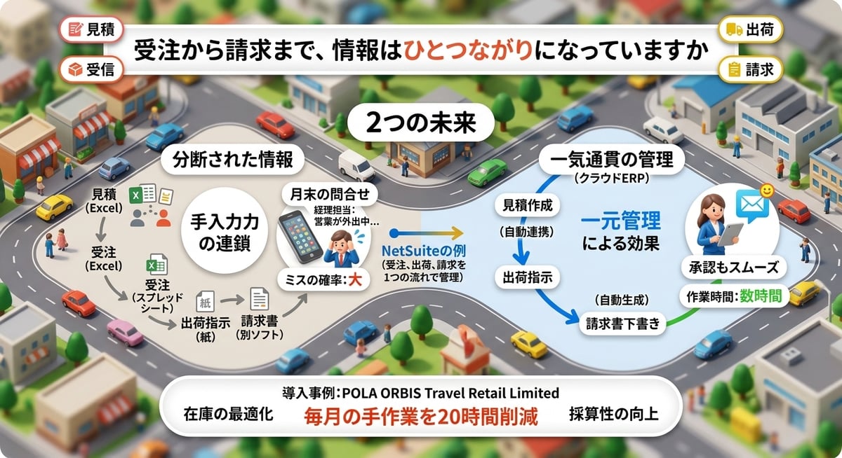 受注から請求まで、情報はひとつながりになっていますか